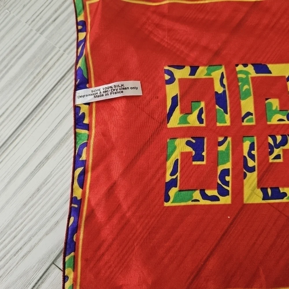 Givenchy Amarige Silk Scarf Made in France in Red and Yellow
